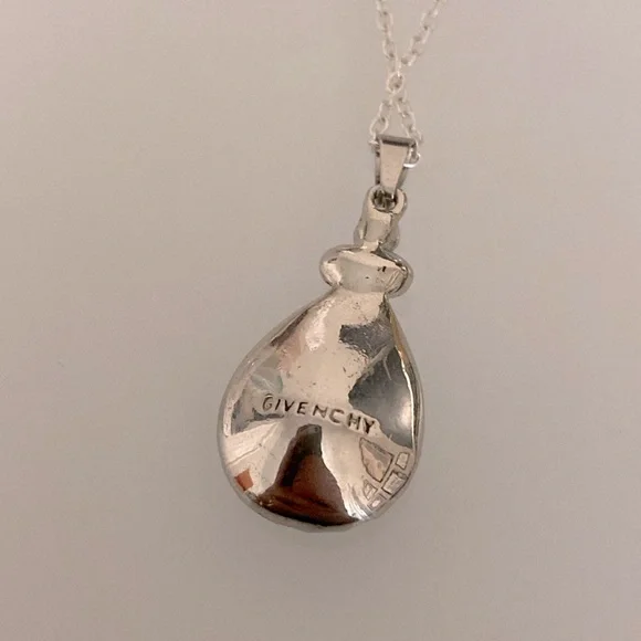 Givenchy Silver Necklace with Blue Teardrop Pendant - Picture 3 of 5